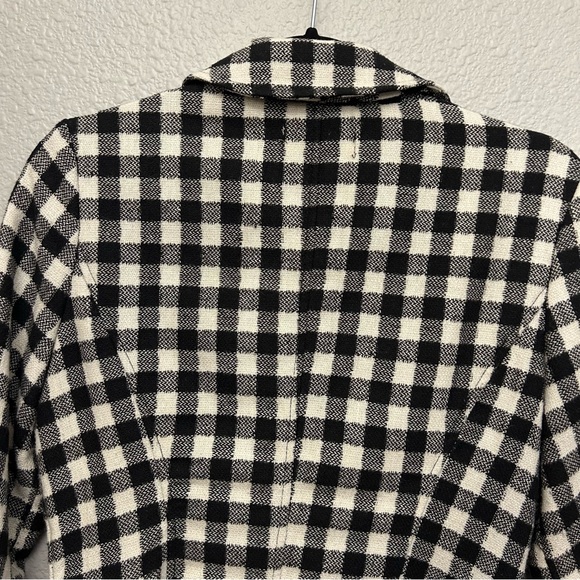 Anthropologie Burlapp Size 4 Wool Blend Black and cream checkered jacket - Picture 9 of 16